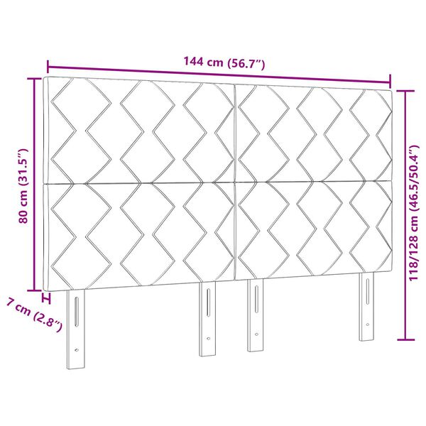 vidaXL LED Headboard Diamond Blocks Design Dark Green 144 cm Velvet