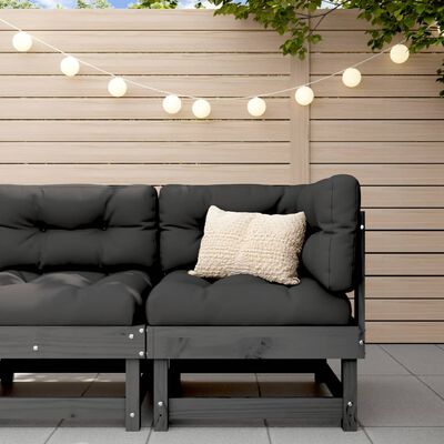 vidaXL Corner Sofa with Cushions Grey Solid Wood Pine