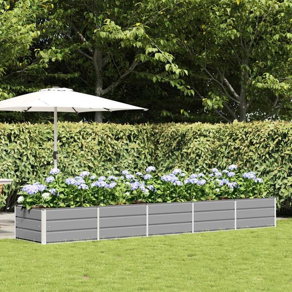 vidaXL Planter Light Grey 400 x 80 x 45 cm Steel