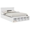 vidaXL Bed Frame with Shelf Manual White 150 x 200 cm Engineered Wood