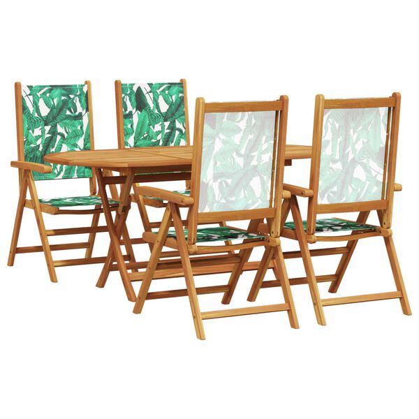 vidaXL Garden Dining Set Folding 5 pcs Leaf Pattern Solid Acacia Wood