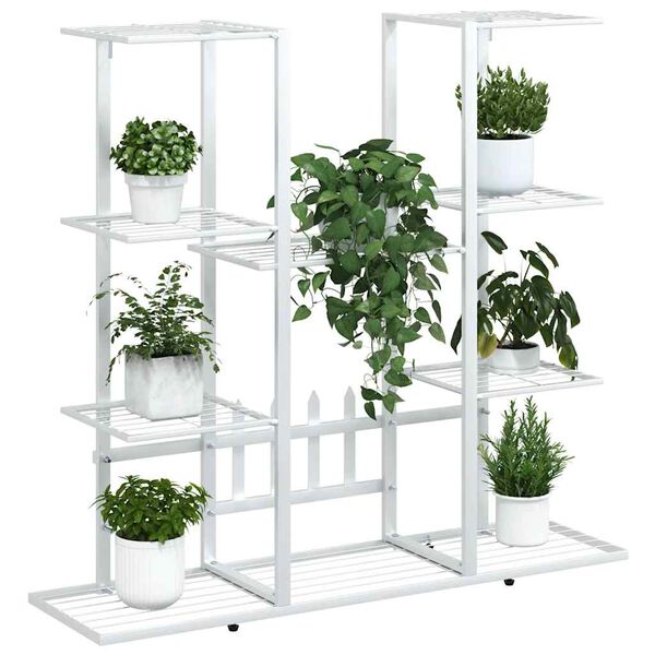 vidaXL Flower Stand 94.5x25x89 cm White Iron