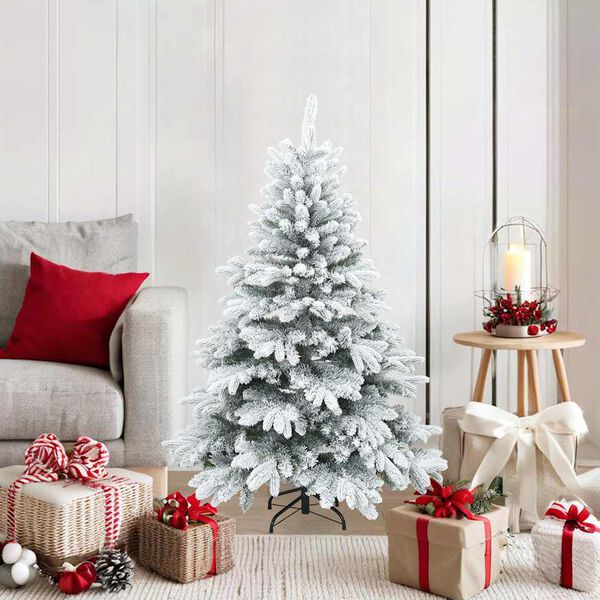 vidaXL Artificial Hinged Christmas Tree Snow Flocked White 120 cm