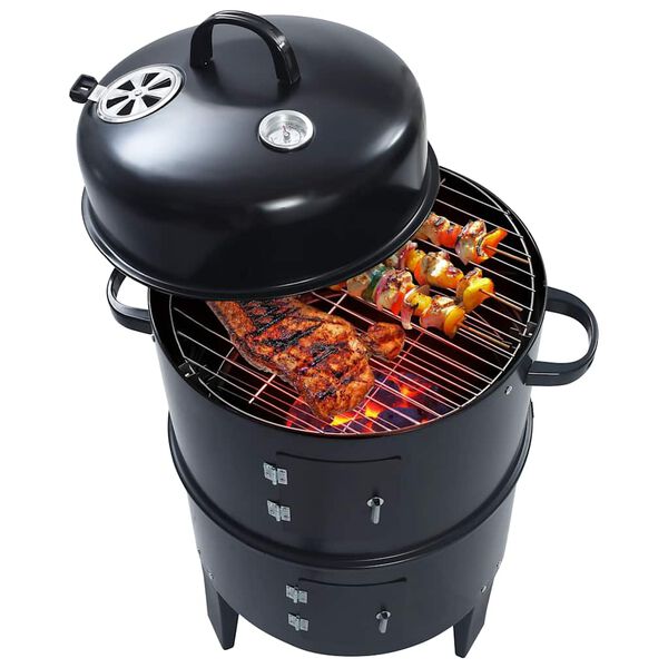 vidaXL 3-in-1 Charcoal Smoker BBQ Grill 40x80 cm