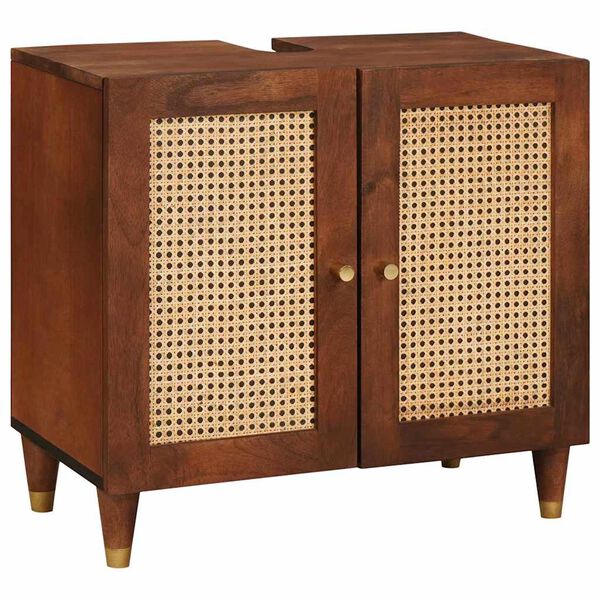 vidaXL Bathroom Cabinet 5 pcs Brown and Black Solid Mango Wood