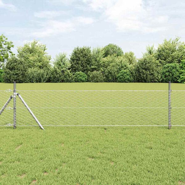 vidaXL Fence Post Silver 50 x 0.6 m (36 mm mesh) Steel