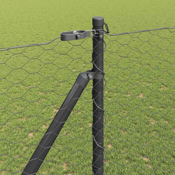vidaXL Fence Post Grey 10 x 1.5 m (36 mm mesh) Steel and PVC