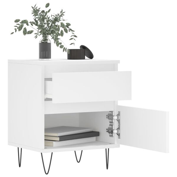vidaXL Bedside Cabinet White 40x35x50 cm Engineered Wood