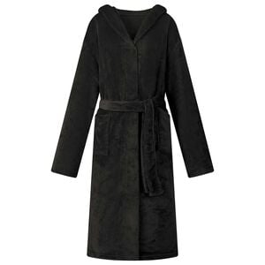 vidaXL Bathrobe Hoodie Black S Flannel