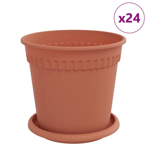 vidaXL Plant Pots 24 pcs Brick Red &Oslash; 17 x 14 cm Plastic