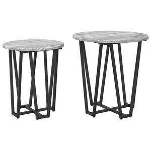 vidaXL Side Table Set 2 pcs Grey Sonoma and Black