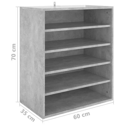 vidaXL Shoe Cabinet Concrete Grey 60x35x70 cm Engineered Wood