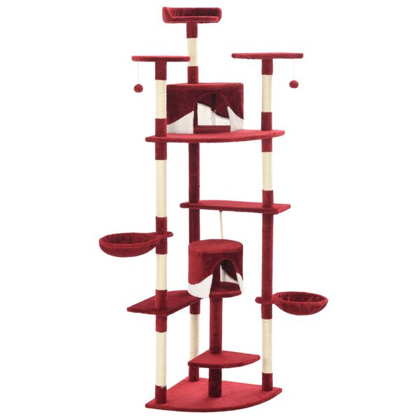 vidaXL Cat Tree with Sisal Scratching Posts 203 cm Red and White