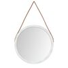 vidaXL Wall Mirror with Strap White &Oslash; 45 cm