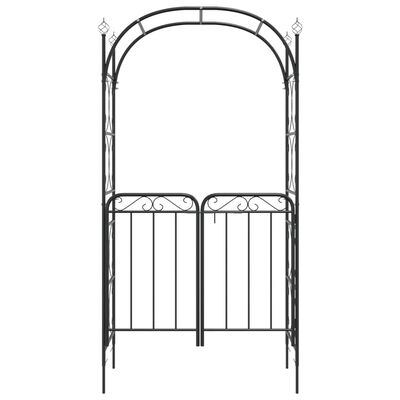 vidaXL Garden Arch with Gate Black 108x45x235 cm Steel