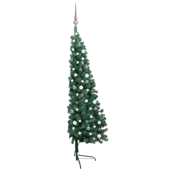 vidaXL Artificial Half Pre-lit Christmas Tree with Ball Set Green 210 cm