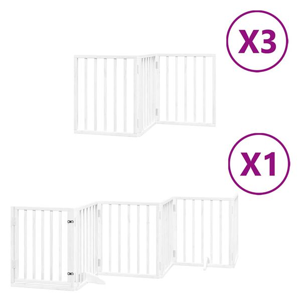 vidaXL Dog Gate with Door Foldable 15 Panels White 750 cm Poplar Wood