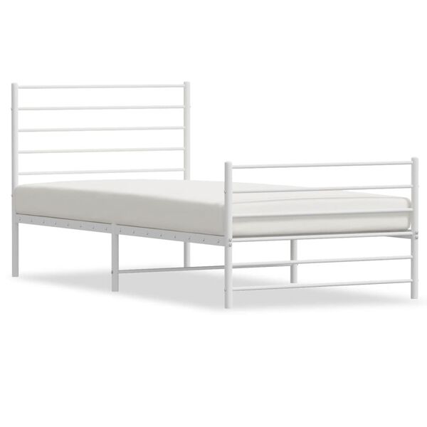 vidaXL Metal Bed Frame without Mattress with Footboard White 80x200cm