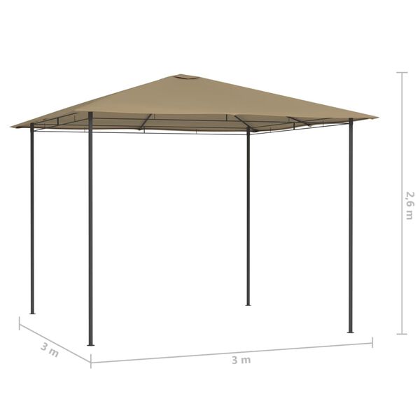 vidaXL Gazebo 3x3x2.6 m Taupe 160 g/m²