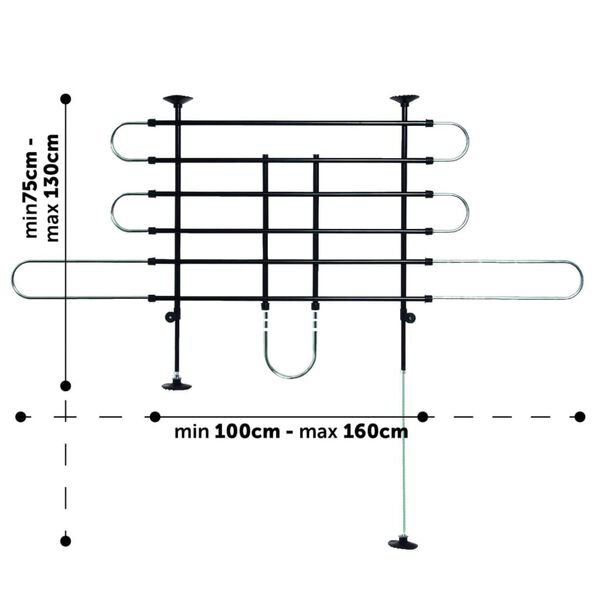 FLAMINGO 3 Bar Car Dog Guard with 2 Options Tara Black
