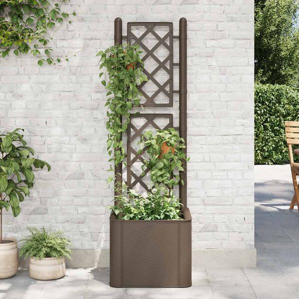 vidaXL Garden Raised Bed with Trellis and Self Watering System Mocha