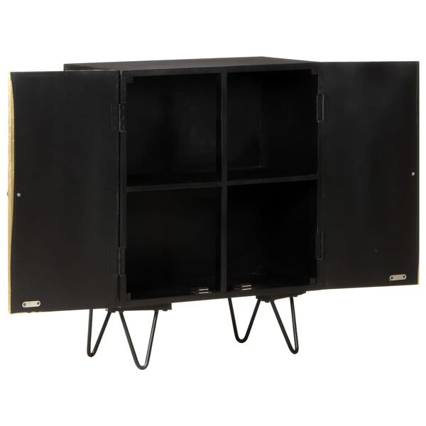 vidaXL Sideboard with Brass Front 60x30x74 cm Solid Mango Wood