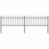 vidaXL Garden Fence with Hoop Top Steel 359x80 cm Black