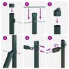 vidaXL Fence Post 13 pcs Green Steel