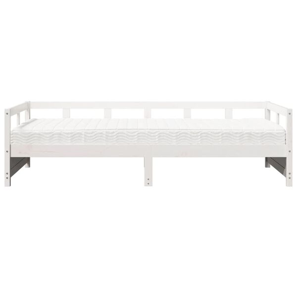 vidaXL Daybed with Mattress White 90x200 cm Solid Wood Pine
