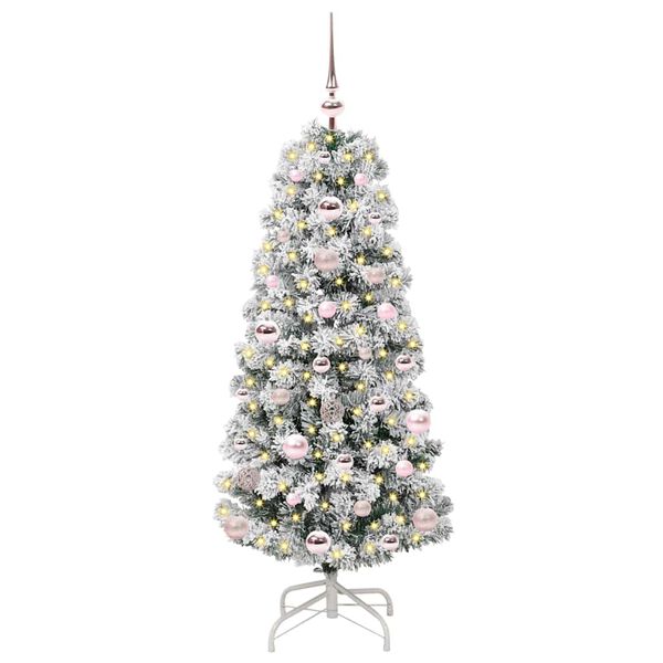 vidaXL Artificial Hinged Christmas Tree Green and White 120 cm