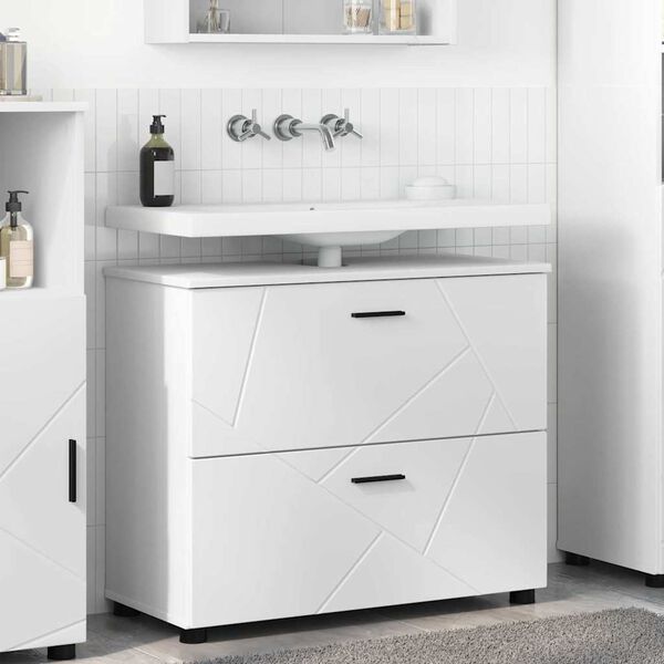 vidaXL Bathroom Cabinet with Drawer with Door White 76.5 x 35 x 64 cm