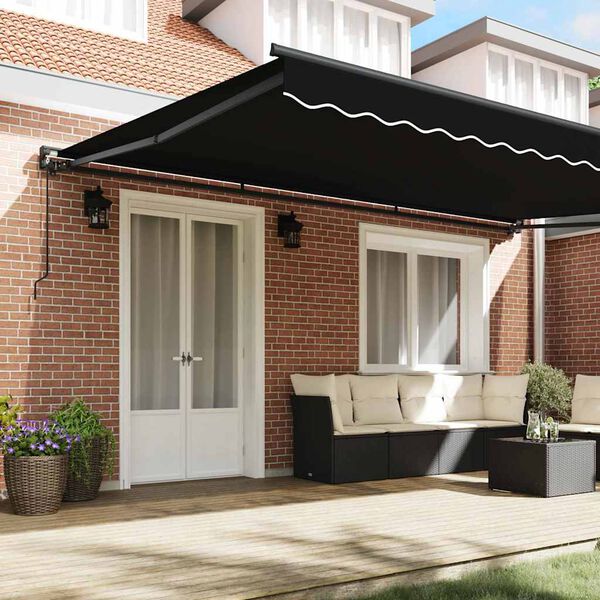 vidaXL Retractable Awning Black 500 x 300 cm Polyester and Metal