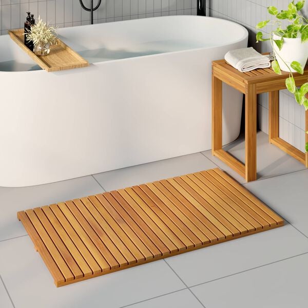 vidaXL Bath Mat Plain Brown 100 x 55 cm Wood