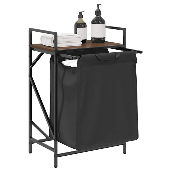 vidaXL Laundry Basket 1 Compartment with Shelf Brown Oak