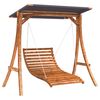 vidaXL Swing Bed with Canopy Solid Wood Spruce with Teak Finish