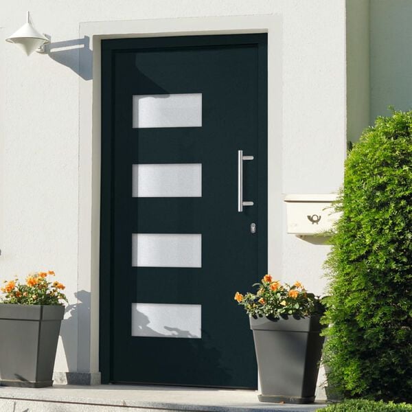vidaXL Front Door Aluminium and PVC Anthracite 110x210 cm