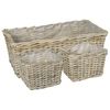 vidaXL Planter Basket GENDT 3 pcs Natural Grey Kubu Rattan