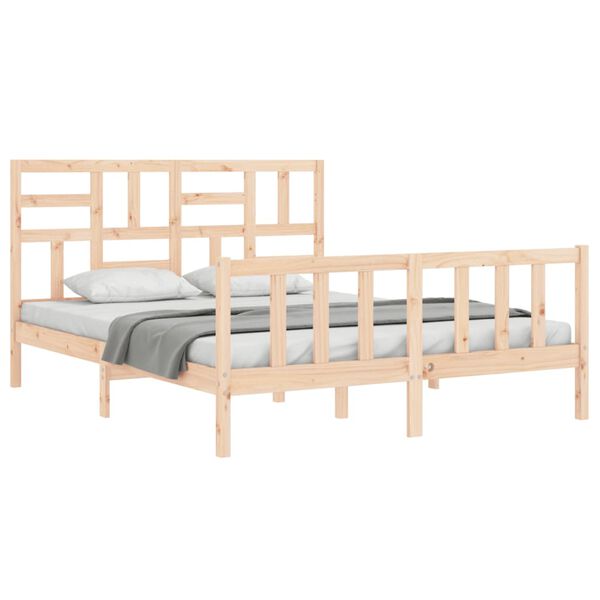 vidaXL Bed Frame without Mattress King Size Solid Wood Pine