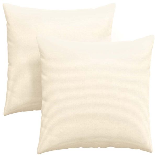 vidaXL Sofa Pillows 2 pcs Cream 80 x 80 cm Corduroy Fabric