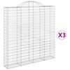 vidaXL Arched Gabion Baskets 3 pcs 200x30x200/220 cm Galvanised Iron