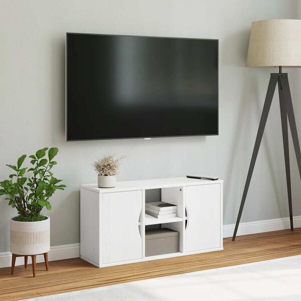 vidaXL TV Cabinet ODDA White 79x24x40 cm Solid Wood Pine