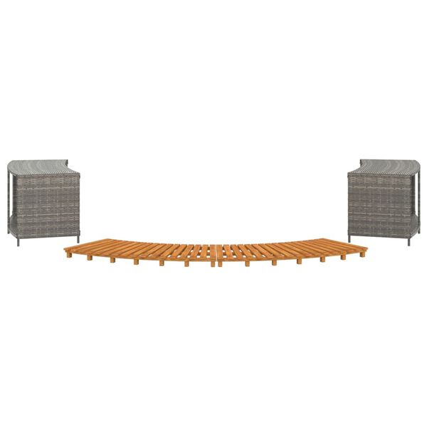 vidaXL Hot Tub Surround Grey Poly Rattan and Solid Wood Acacia