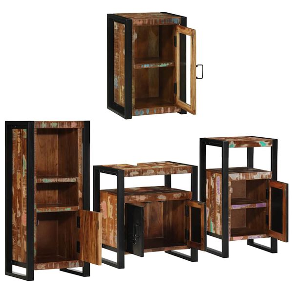vidaXL Bathroom Furniture Set 4 pcs Multicolour Solid Reclaimed Wood