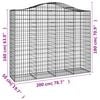 vidaXL Arched Gabion Baskets 3 pcs 200x50x160/180 cm Galvanised Iron