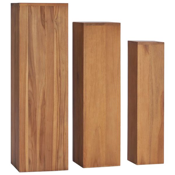 vidaXL 3 Piece Plant Stand Set Solid Teak Wood
