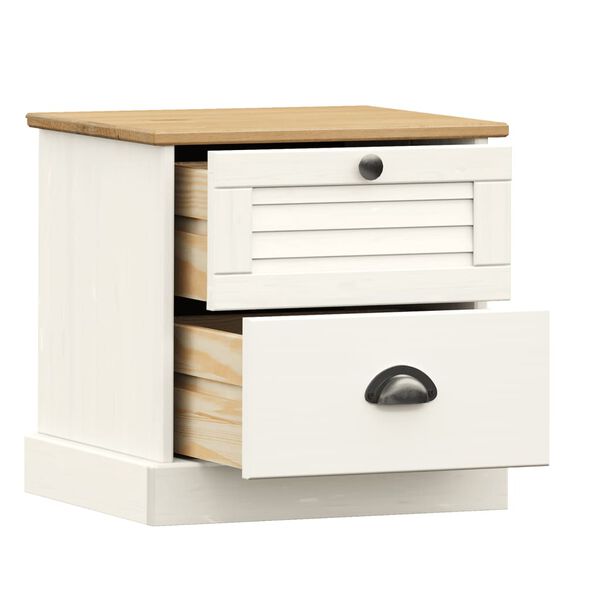 vidaXL Bedside Cabinet VIGO White 42x35x42 cm Solid Wood Pine