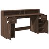 vidaXL Desk with LED Lights Brown Oak 160x55x91 cm Engineered Wood