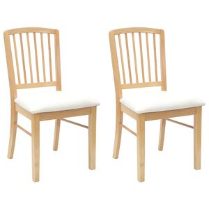 vidaXL Dining Chairs 2 pcs Natural 50 x 52.5 x 91 cm Solid Rubber Wood