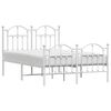 vidaXL Metal Bed Frame without Mattress with Footboard White 120x200cm