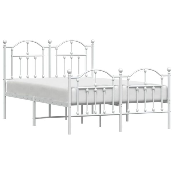 vidaXL Metal Bed Frame without Mattress with Footboard White 120x200cm